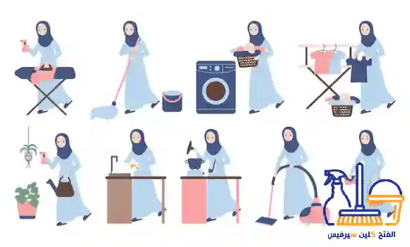 شغالة حبشية في الرياض أثناء أداء مهام التنظيف داخل منزل سكني بشكل منظم